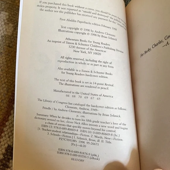 Frindle, by Andrew Clements - Paperback Book - Picture 5 of 5